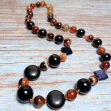 Earthy Agate Blue Goldstone Gemstone Necklace (GAIA)