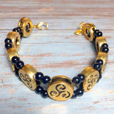 Celtic Triskelion Bracelet Antiqued Gold Black