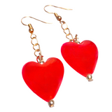 Red Hearts Lampwork Glass Earrings