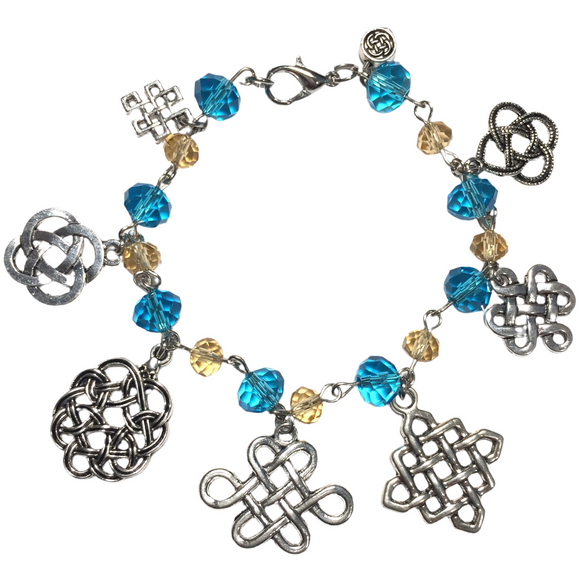 Celtic Knot Blue & Tan Charm Bracelet (IONA)