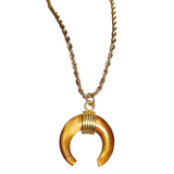 Tiger Eye Stone Crescent Moon Necklace (APOLLO)