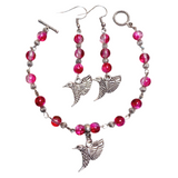 Hummingbird Fuchsia Glass Jewelry Set (BIRDIE)