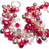 Red Silver Jingle Bell Chunky Bracelet (HOLLY-B)