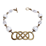 Infinity Bronze White Glass Bracelet (INFINITY-B)