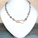 Labradorite Stone Rose Gold Necklace (MISHA-N)