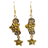 Stars Antiqued Gold Glass Earrings