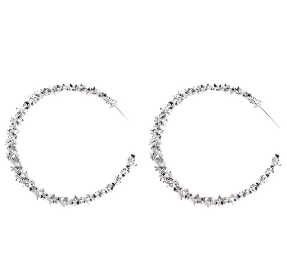 Silver Flake Hoop Earrings (ATHENS)