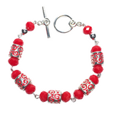 Red Silver Beaded Jewelry Set (ALICE)