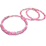 Pink Glass Set Bangle Bracelet Hoop Earrings (JUNE)