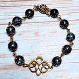 Bronze Knot Gray Glass Bracelet