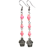 Cupcake Pink Glass Wood Earrings (SUGAR-E)