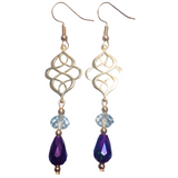 Celtic Knot Earrings Light Gold & Purple-Blue (DUFFY)