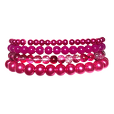 Fuchsia Glass Bracelet Stack (DIANTHA)