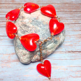 Red Hearts Lampwork Glass Jewelry Set (AMORE)