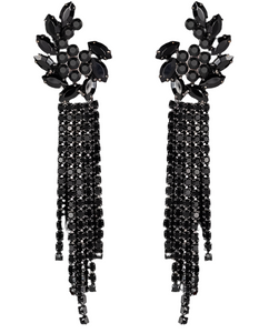 Long Black Rhinestone Earrings (BERLIN)