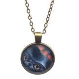 Black Cat Bronze Glass Dome Necklace (LYNX)