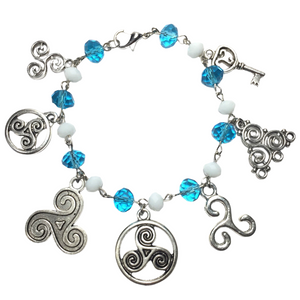 Celtic Triskelion Blue & White Charm Bracelet (BETHA)