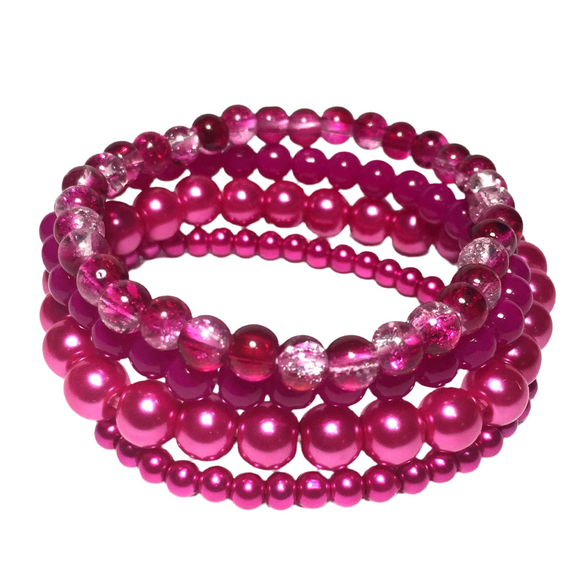 Fuchsia Glass Bracelet Stack (DIANTHA)