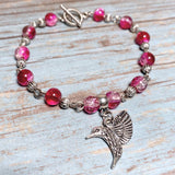 Hummingbird Fuchsia Glass Bracelet (BIRDIE-B)