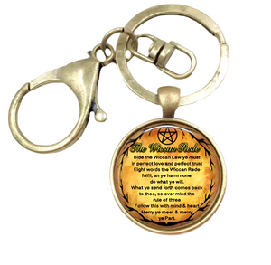 Wiccan Rede Bronze Glass Dome Keychain (WICCA)