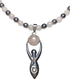 Goddess Pink Quartz Hematite Gemstone Necklace (ELEONORA)