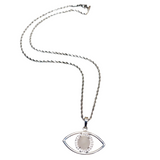 Evil Eye Pink Quartz Stone Necklace (ELISHEVA)