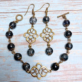 Bronze Knot Gray Glass Jewelry Set