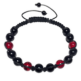 Men's Beaded Glass Cord Bracelet (CARMINE)