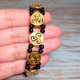 Celtic Triskelion Bracelet Antiqued Gold Black