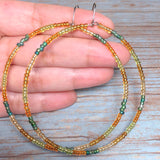 Multi Color Glass Boho Hoop Earrings (MAUREEN-E)