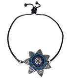 Evil Eye Black Flower Rhinestone Bracelet (ELYON)