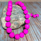 Magenta Acylic Cord Beaded Set (FELICIA)