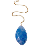 Blue Dragon's Vein Agate Gemstone Necklace (GENEVIEVE)