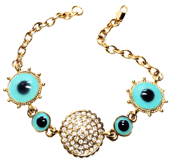 Evil Eye Teal Rhinestone Bracelet (ELIANA)