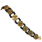 Celtic Triskelion Bracelet Antiqued Gold Black