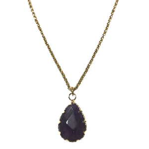 Amethyst Stone Teardrop Necklace (TASIA)