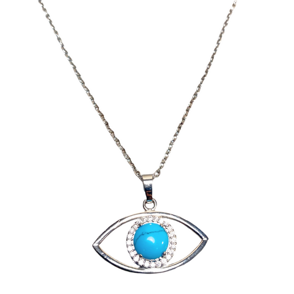 Evil Eye Blue Howlite Gemstone Necklace (HABIBI)