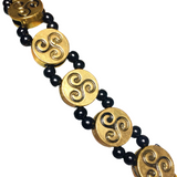 Celtic Triskelion Bracelet Antiqued Gold Black