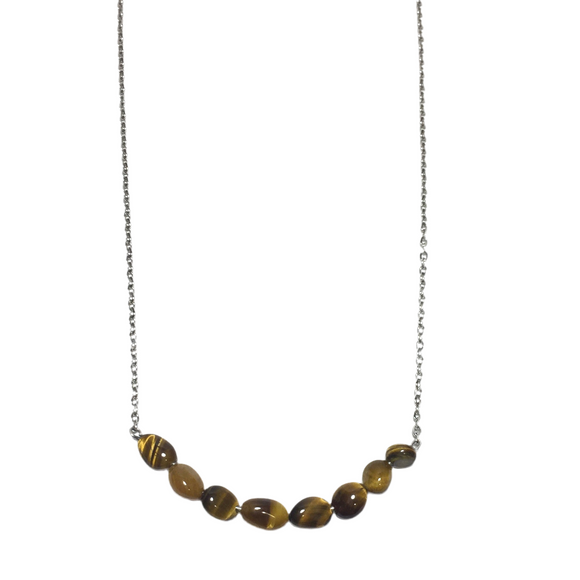 Tiger Eye Stone Cluster Necklace (AVALON)