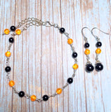 Orange Black Anklet & Earring Set (OURANDOS)