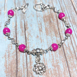 Flower Fuchsia Glass Bracelet (DAISY-B)