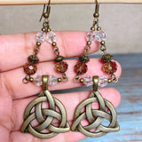 Celtic Knot Bronze Glass Earrings