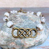 Infinity Bronze White Glass Bracelet (INFINITY-B)