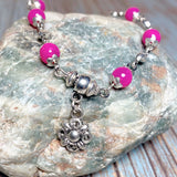 Flower Fuchsia Glass Bracelet (DAISY-B)