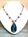 Agate Fluorite Stone & Glass Necklace (FIORELLA-N)