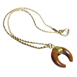 Tiger Eye Stone Crescent Moon Necklace (APOLLO)