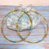 Multi Color Glass Boho Hoop Earrings (MAUREEN-E)