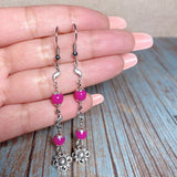 Flower Fuchsia Glass Earrings (DAISY-E)