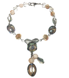 Peach Olive Glass Crystal Bracelet