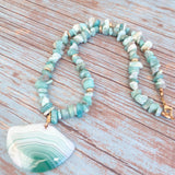 Agate and Amazonite Stone Necklace (MARGARET)